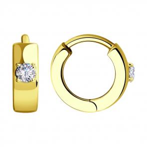 Серьги из лимонного золота SOKOLOV с фианитом 028647-2 фото