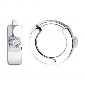 Серьги из белого золота SOKOLOV с фианитом 028647-3 фото