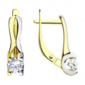 Серьги из лимонного золота SOKOLOV с фианитом 028651-2 фото