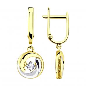 Серьги из лимонного золота SOKOLOV с фианитом 028657-2 фото