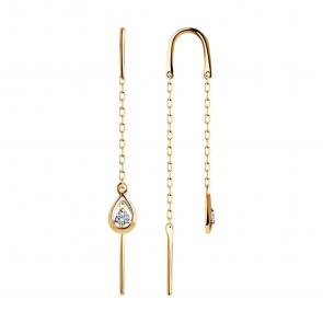 Золотые серьги SOKOLOV с фианитом 028674 фото