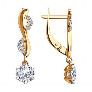 Золотые серьги SOKOLOV с фианитом 028678 фото