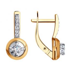 Золотые серьги SOKOLOV с фианитом 028690 фото