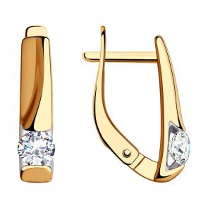 Золотые серьги SOKOLOV с фианитом 028701 фото