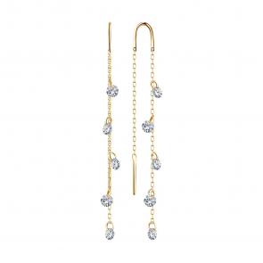 Золотые серьги SOKOLOV с фианитом 028715 фото