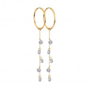 Золотые серьги-трансформеры SOKOLOV с фианитом 028716 фото