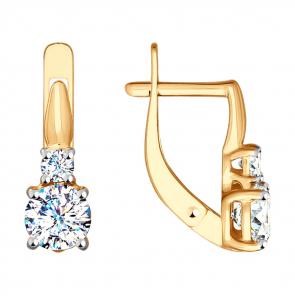 Золотые серьги SOKOLOV с фианитом 028739 фото