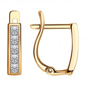 Золотые серьги SOKOLOV с фианитом 028743 фото