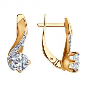 Золотые серьги SOKOLOV с фианитом 028745 фото