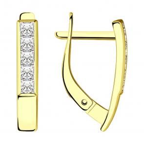 Серьги из лимонного золота SOKOLOV с фианитом 028756-2 фото