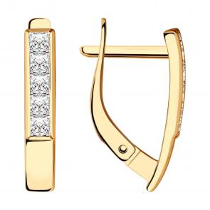 Золотые серьги SOKOLOV с фианитом 028756 фото