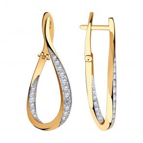 Золотые серьги SOKOLOV с фианитом 028805 фото