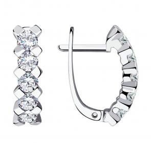 Серьги из белого золота SOKOLOV с фианитом 028807 фото