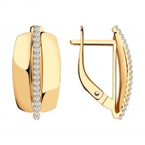 Золотые серьги SOKOLOV с фианитом 028822 фото