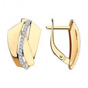 Золотые серьги SOKOLOV с фианитом 028825 фото