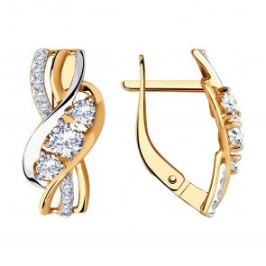 Золотые серьги SOKOLOV с фианитом 028833 фото