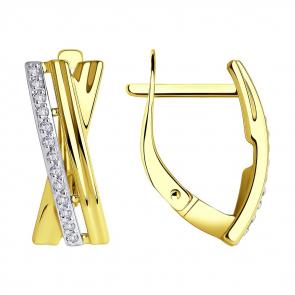 Золотые серьги SOKOLOV с фианитом 028868-2 фото