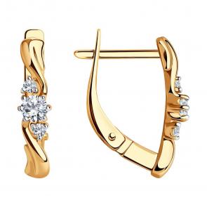Золотые серьги SOKOLOV с фианитом 028872 фото