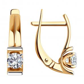 Золотые серьги SOKOLOV с фианитом 028878 фото