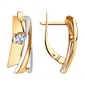 Золотые серьги SOKOLOV с фианитом 028916 фото