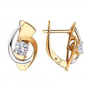 Золотые серьги SOKOLOV с фианитом 028931 фото