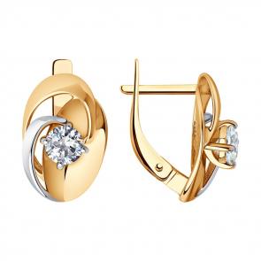 Золотые серьги SOKOLOV с фианитом 028936 фото