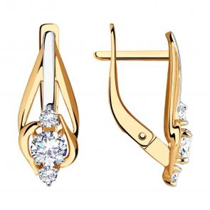 Золотые серьги SOKOLOV с фианитом 028951 фото