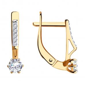 Золотые серьги SOKOLOV с фианитом 028991 фото