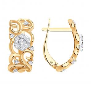 Золотые серьги SOKOLOV с фианитом 028996 фото