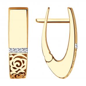 Золотые серьги SOKOLOV с фианитом 029008 фото