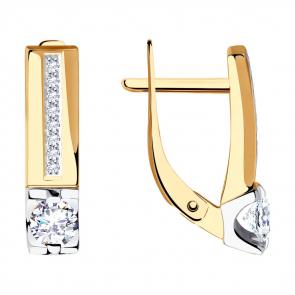 Золотые серьги SOKOLOV с фианитом 029012 фото