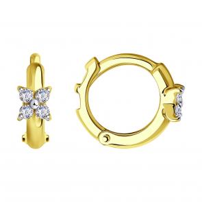 Серьги из лимонного золота SOKOLOV с фианитом 029017-2 фото