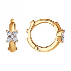 Золотые серьги SOKOLOV с фианитом 029017 фото