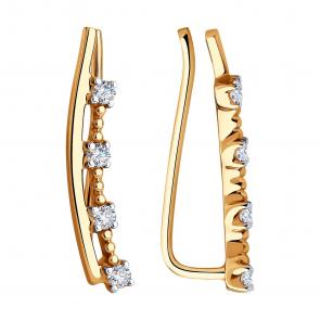 Золотые серьги SOKOLOV с фианитом 029036 фото