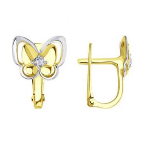 Серьги из лимонного золота SOKOLOV с фианитом 029039-2 фото