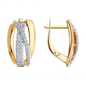 Золотые серьги SOKOLOV с фианитом 029104 фото