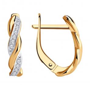 Золотые серьги SOKOLOV с фианитом 029110 фото