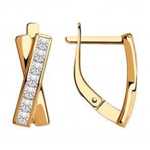Золотые серьги SOKOLOV с фианитом 029130 фото