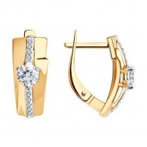 Золотые серьги SOKOLOV с фианитом 029135 фото