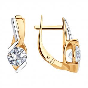 Золотые серьги SOKOLOV с фианитом 029141 фото