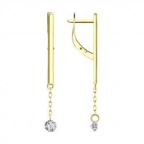 Серьги из лимонного золота SOKOLOV с фианитом 029172-2 фото