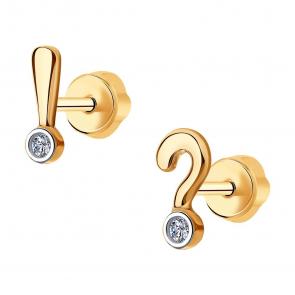 Золотые серьги SOKOLOV с фианитом 029180 фото