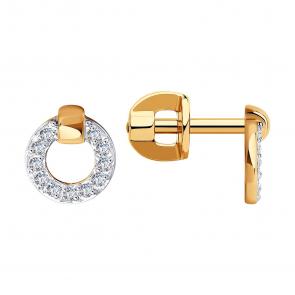 Золотые серьги SOKOLOV с фианитом 029200 фото