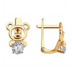 Золотые серьги SOKOLOV с фианитом 029201 фото