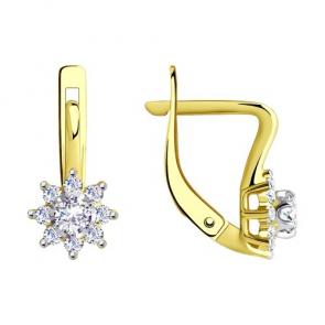 Серьги из лимонного золота SOKOLOV с фианитом 029207-2 фото