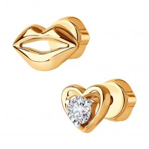 Золотые серьги SOKOLOV с фианитом 029221 фото