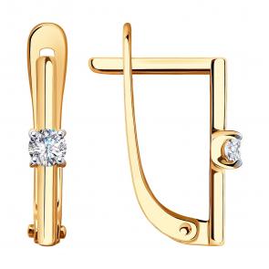 Золотые серьги SOKOLOV с фианитом 029231 фото