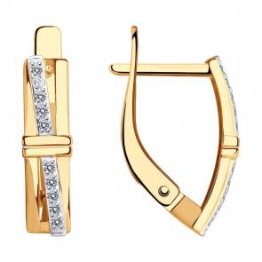 Золотые серьги SOKOLOV с фианитом 029245 фото