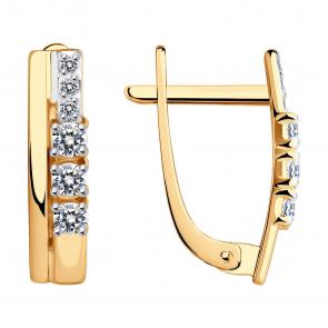 Золотые серьги SOKOLOV с фианитом 029251 фото