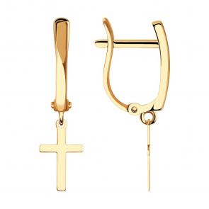 Золотые серьги-кресты SOKOLOV 029273 фото